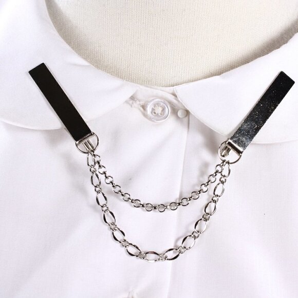 Silver Double Chain Sweater Guard Cardigan Clip in Organza Gift Bag - Hey Viv - Picture 2 of 4